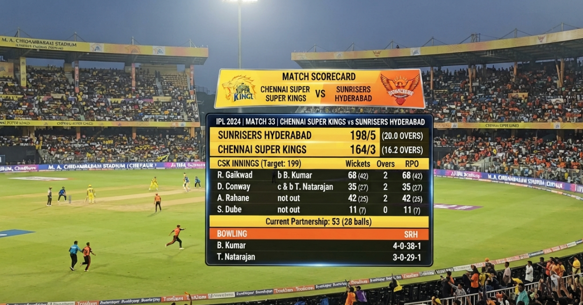 Chennai Super Kings vs Sunrisers Hyderabad Match Scorecard