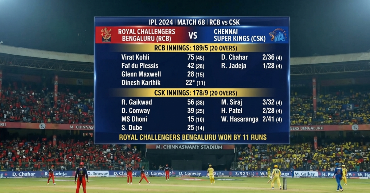 Royal Challengers Bengaluru vs Chennai Super Kings Match Scorecard