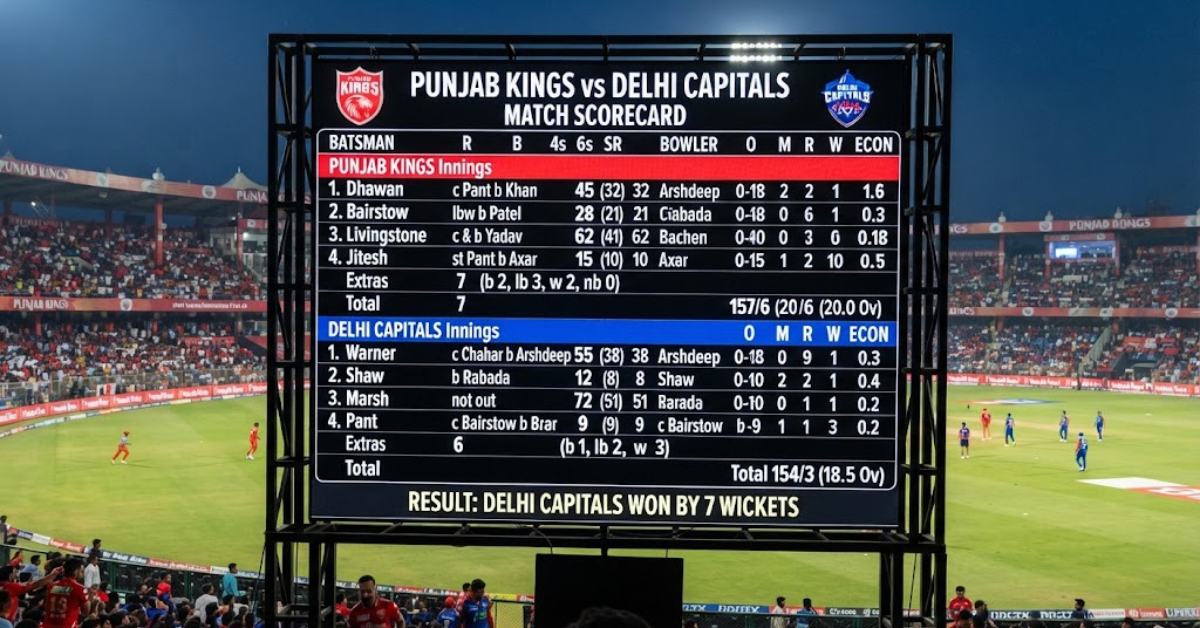 Punjab Kings vs Delhi Capitals Match Scorecard