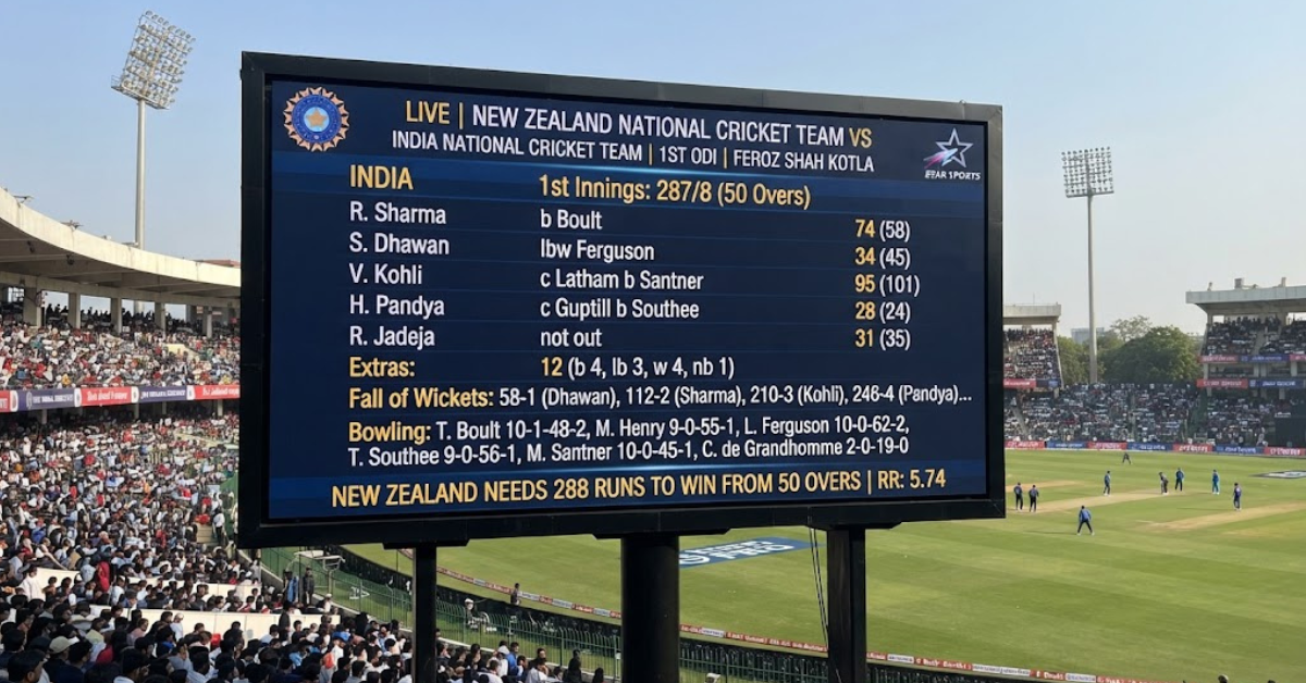 New Zealand vs India Match Scorecard: Full Details