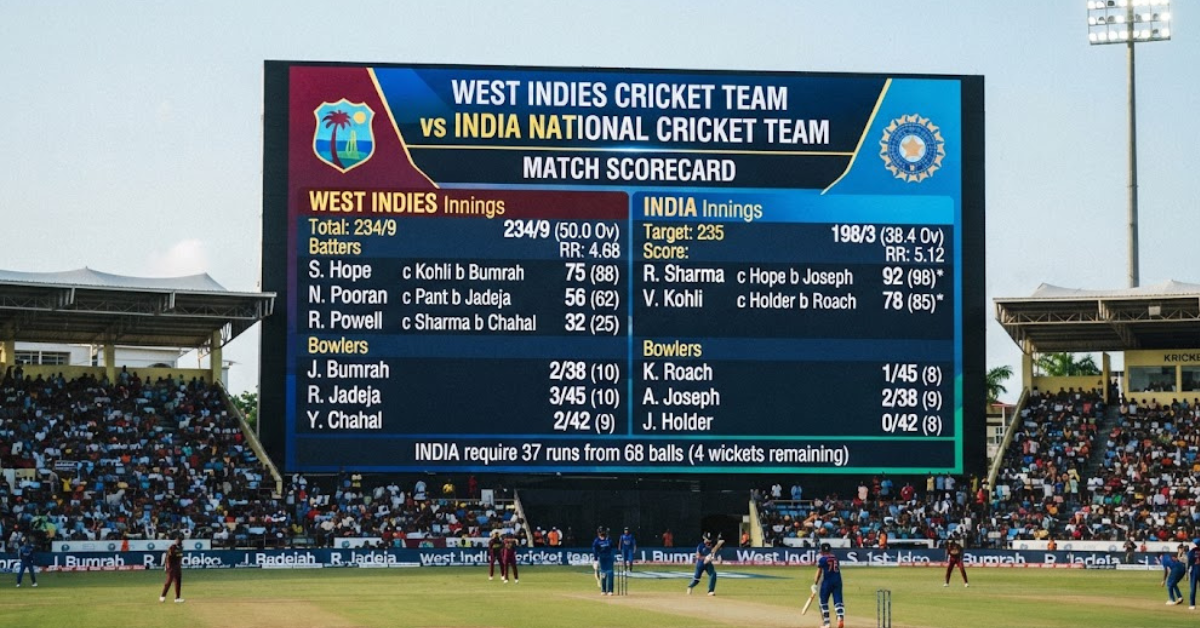 West Indies vs India Match Scorecard: Full Details