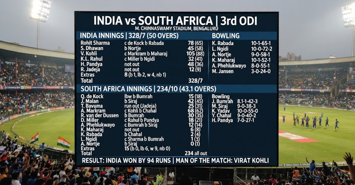 India vs South Africa Match Scorecard: Full Details