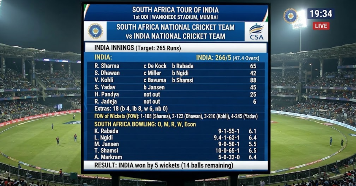 India vs South Africa Match Scorecard: Results & Stats