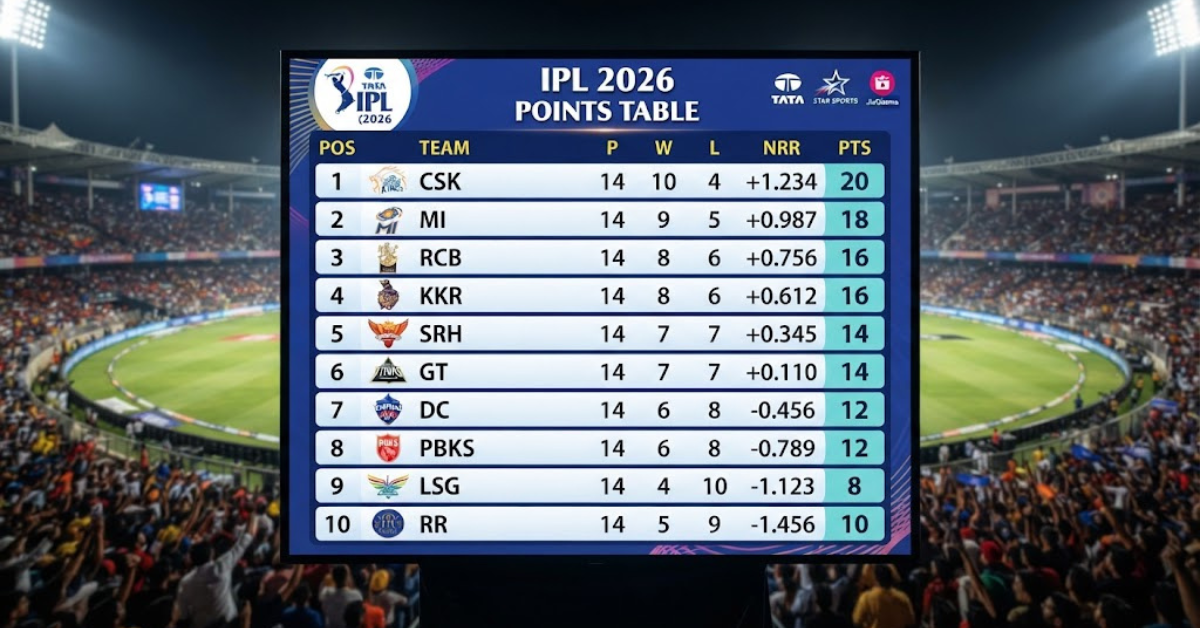 IPL 2026 Points Table: Final Standings & Rankings