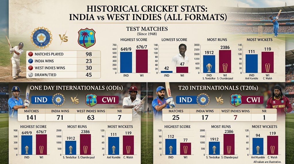 India National Cricket Team vs West Indies Cricket Team Stats