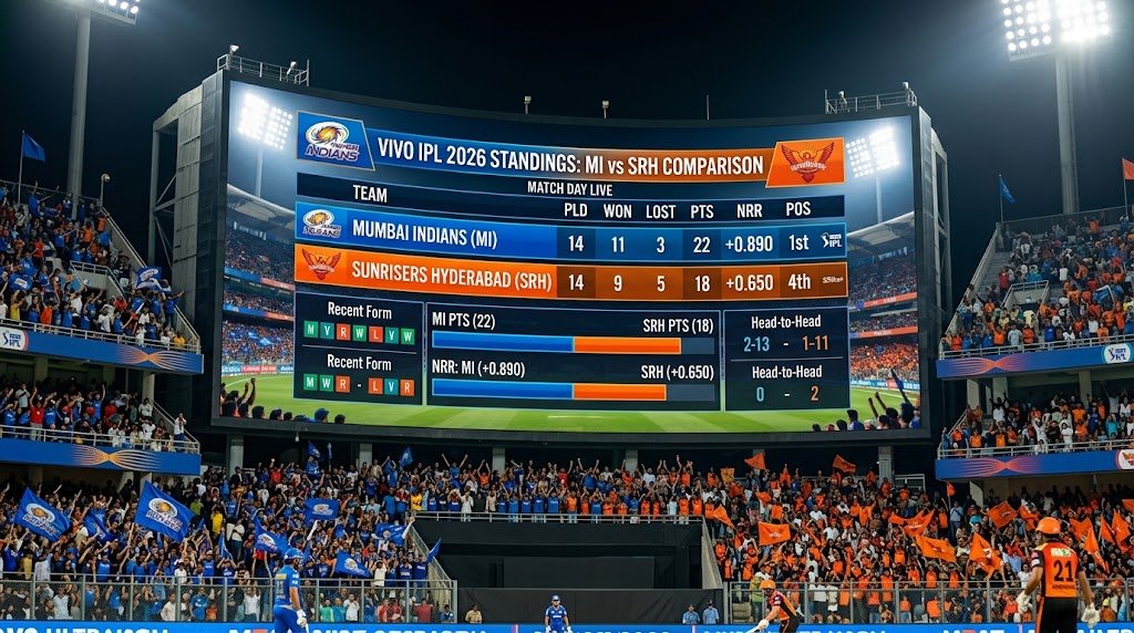 Mumbai Indians vs Sunrisers Hyderabad Standings: IPL 2026